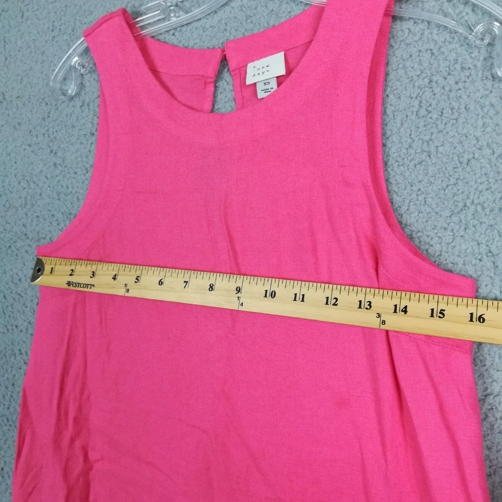 A New Day Womens Shift Dress Linen Blend‎ Mini Pink Above Knee Sleeveless XS